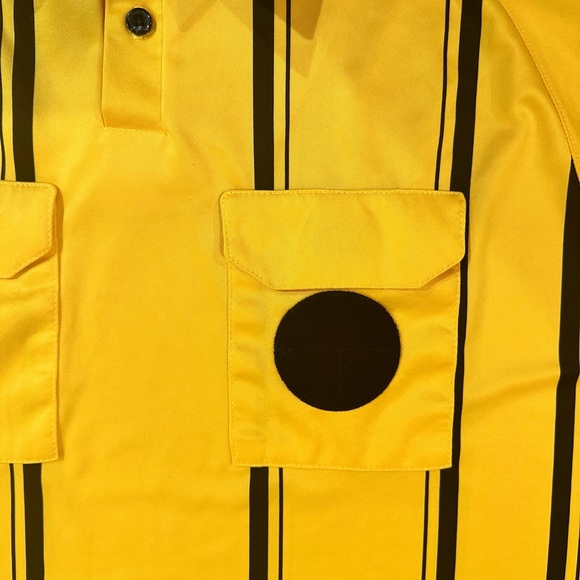 Score AL Soccer REFEREE JERSEY Shirt Yellow & Black Short Sleeve Size: L Men’s - Picture 13 of 14